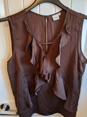 CREAM Brand Brown Ruffle Front Sleeveless Camisole